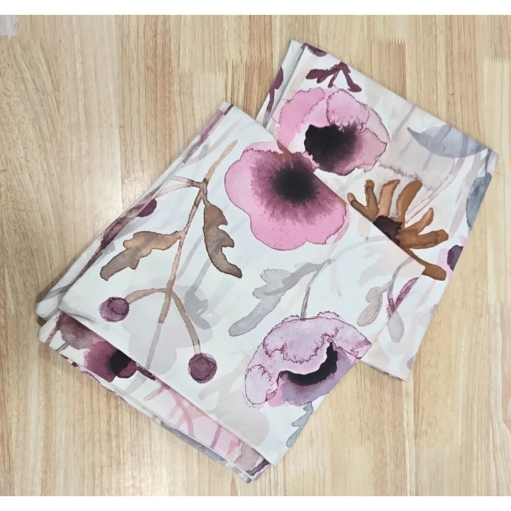 2- IKEA POLARTÅG Brushed Cotton Pillow Cushion Cover 20x20 Zip Floral Watercolor